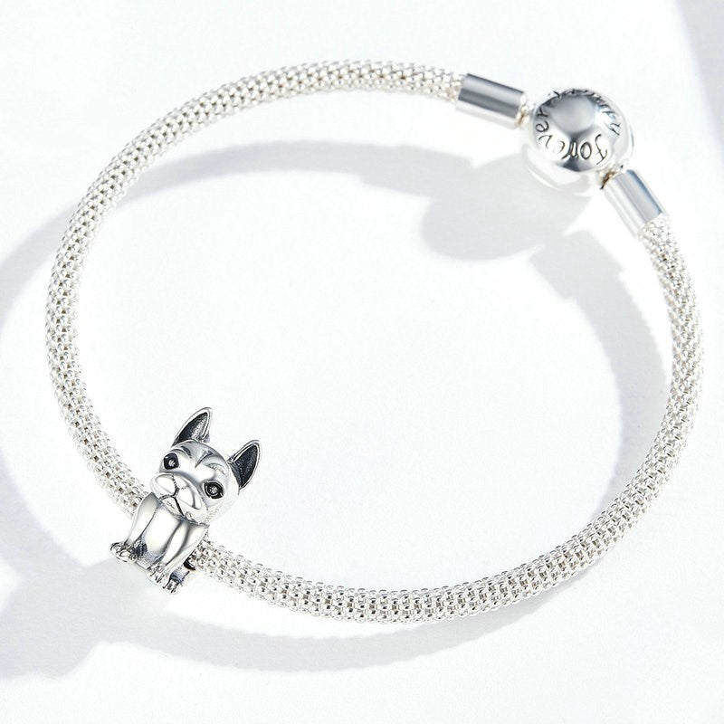 Breloque Bouledogue Français Argent Sterling 925 - Compatible Pandora