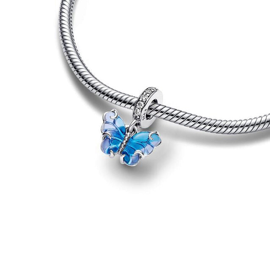 Pendentif Papillon 3D en Verre de Murano Bleu Dégradé - Bijou Élégant