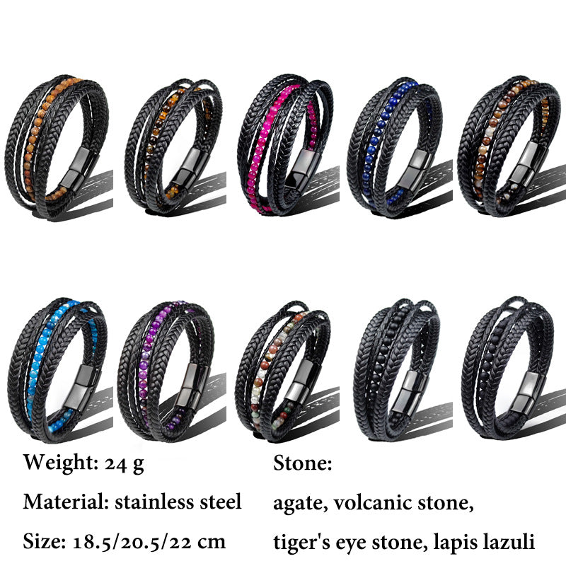 Guide des tailles et mesures du bracelet multi-rangs cuir tressé