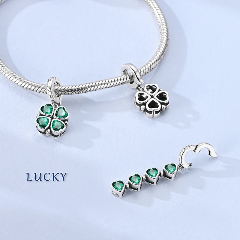 Breloque Trèfle Vert Porte-Bonheur - Argent Sterling 925 - Compatible Bracelet MULA