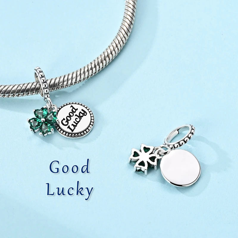 Breloque Trèfle Vert Porte-Bonheur - Argent Sterling 925 - Compatible Bracelet MULA