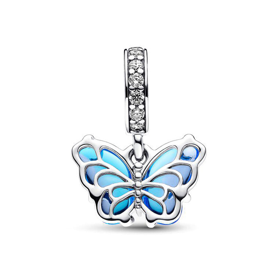 Pendentif Papillon 3D en Verre de Murano Bleu Dégradé - Bijou Élégant