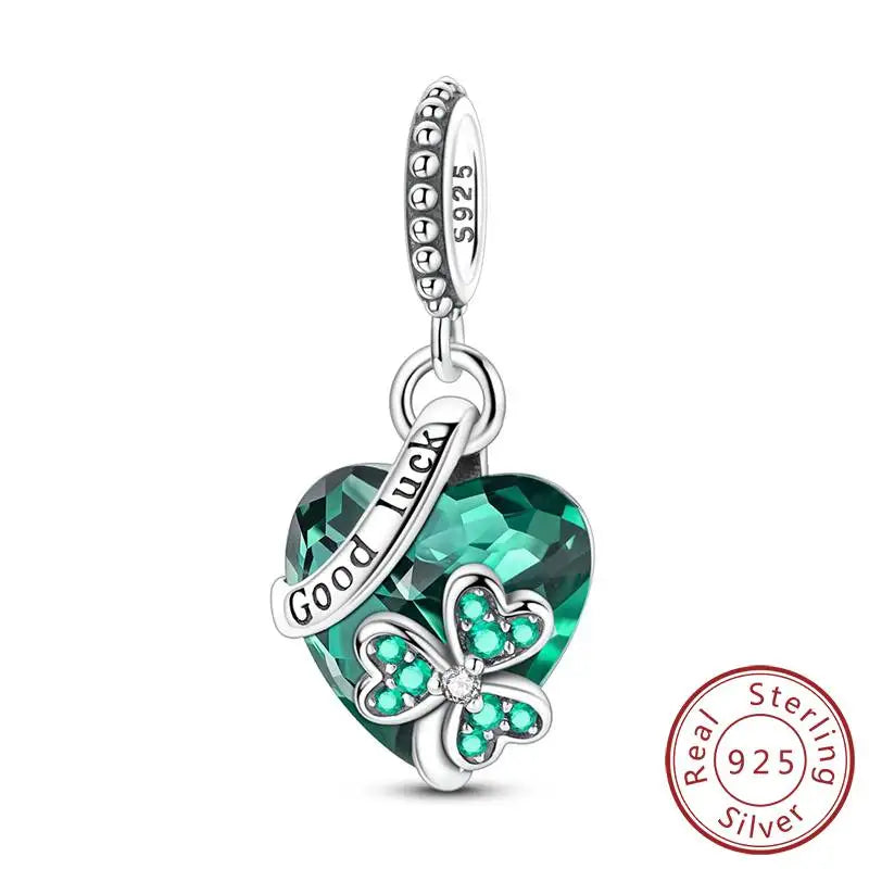 Breloque Trèfle Vert Porte-Bonheur - Argent Sterling 925 - Compatible Bracelet MULA