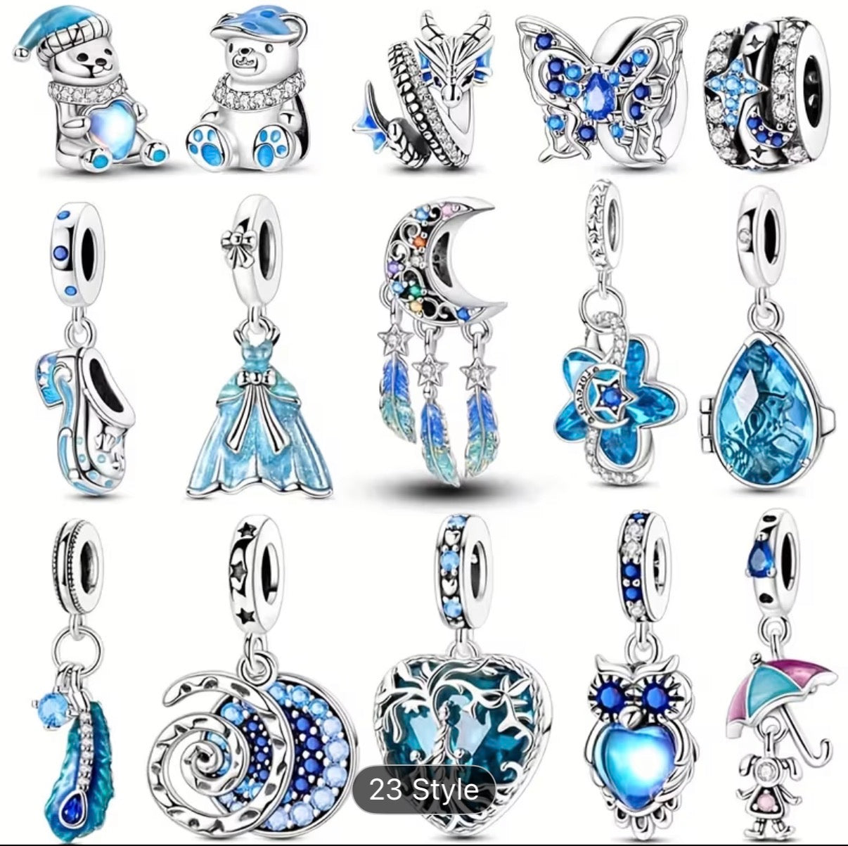 « Coffret Charme Mula Bleu: 24 Styles, Argent & Cristaux Éclatants »