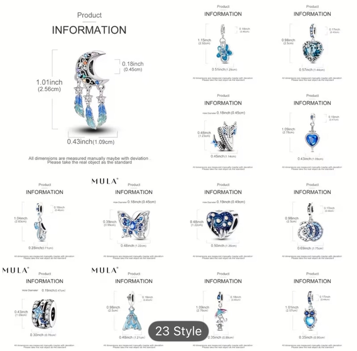 « Coffret Charme Mula Bleu: 24 Styles, Argent & Cristaux Éclatants »