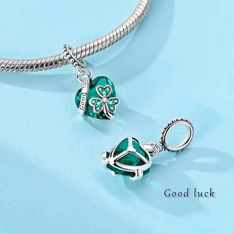 Breloque Trèfle Vert Porte-Bonheur - Argent Sterling 925 - Compatible Bracelet MULA